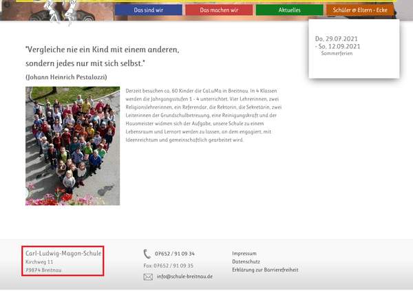 Kontaktdaten der Schule Kontaktdaten der Schule