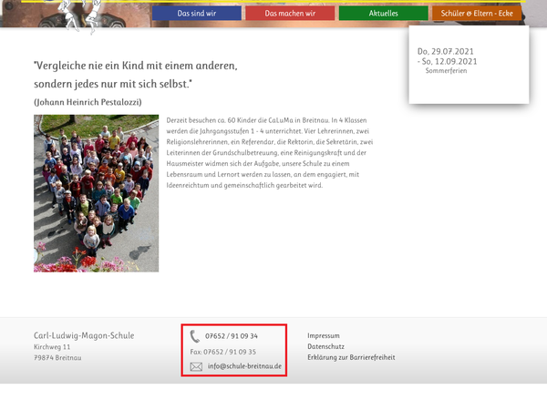 Kontaktdaten Schule Kontaktdaten Schule